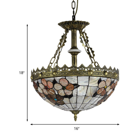 White/Blue 3-Light Tiffany Glass Pendant Chandelier for Bedroom – 12"/16" Width