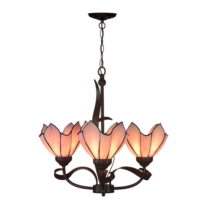 Baroque Pink/Purple Floral Chandelier - Bronze 3/5-Light Fixture Pendant Lamp For Kitchen