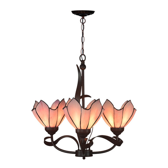 Baroque Pink/Purple Floral Chandelier - Bronze 3/5-Light Fixture Pendant Lamp For Kitchen