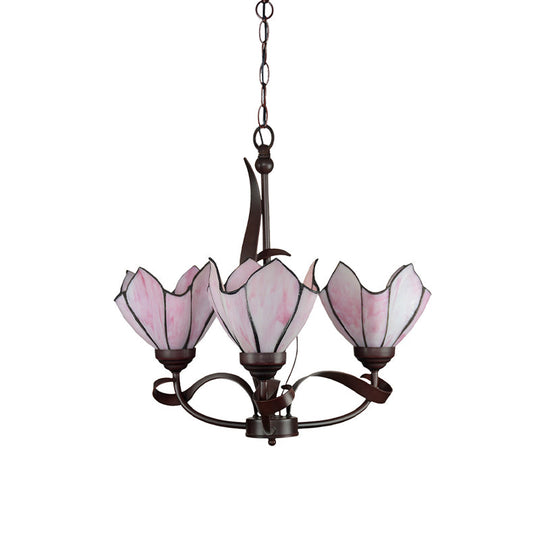 Baroque Pink/Purple Floral Chandelier - Bronze 3/5-Light Fixture Pendant Lamp For Kitchen