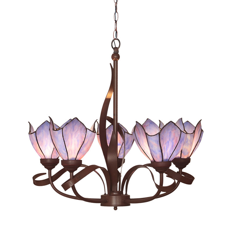 Baroque Pink/Purple Floral Chandelier - Bronze 3/5-Light Fixture Pendant Lamp For Kitchen