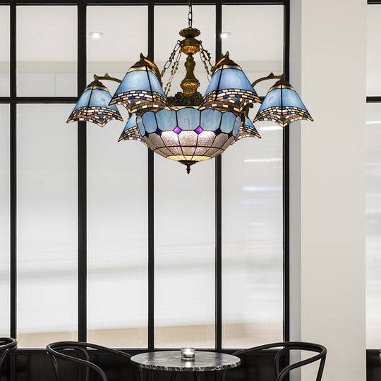 Baroque Stained Glass Chandelier With 9/11 Lights For Living Room