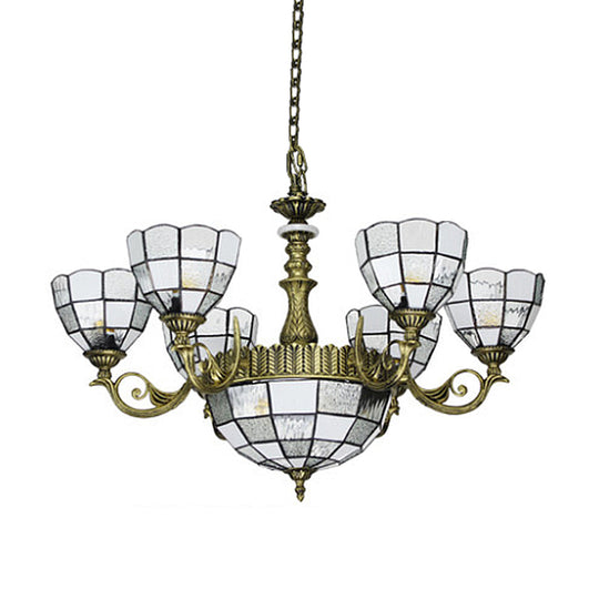 Baroque Bronze Domed Chandelier with Blue/Textured White Glass for Bedroom - 5/9/11 Lights