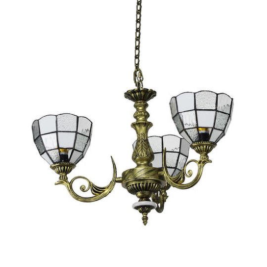 Baroque Bronze Domed Chandelier with Blue/Textured White Glass for Bedroom - 5/9/11 Lights