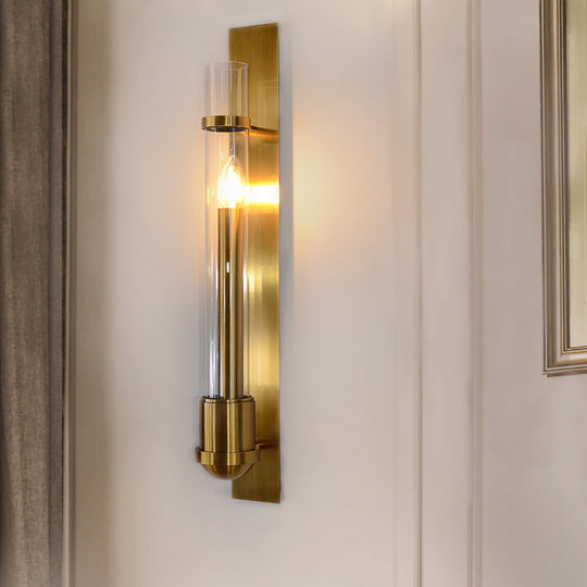 Modern Gold Wall Sconce Light With Clear Glass Shade