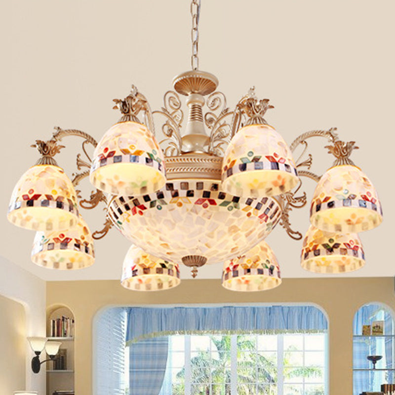 Baroque White Chandelier with Suspended Shells - 5/9/11 Lights