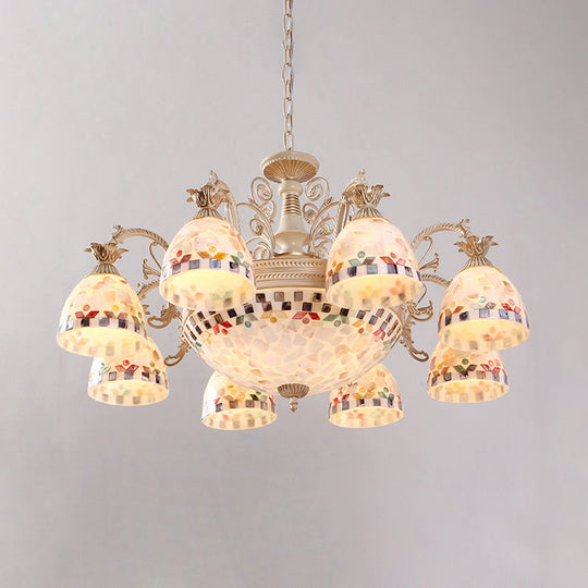 Baroque White Chandelier with Suspended Shells - 5/9/11 Lights