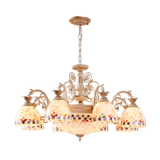 Baroque White Chandelier with Suspended Shells - 5/9/11 Lights