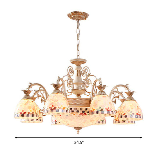 Baroque White Chandelier with Suspended Shells - 5/9/11 Lights