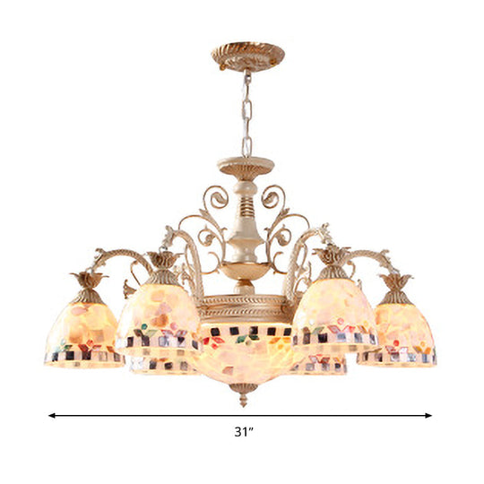 Baroque White Chandelier with Suspended Shells - 5/9/11 Lights