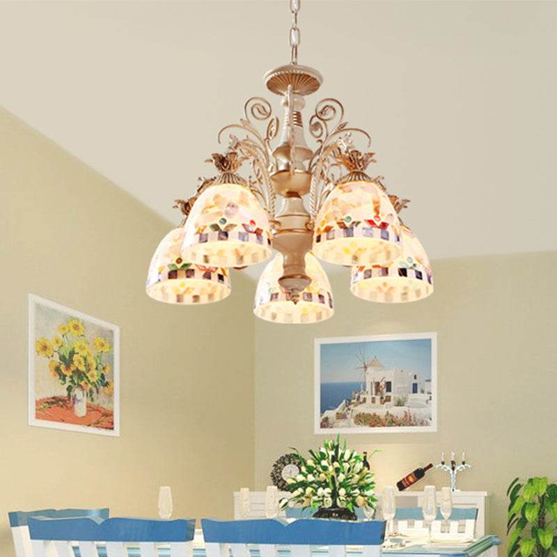 Baroque White Chandelier with Suspended Shells - 5/9/11 Lights