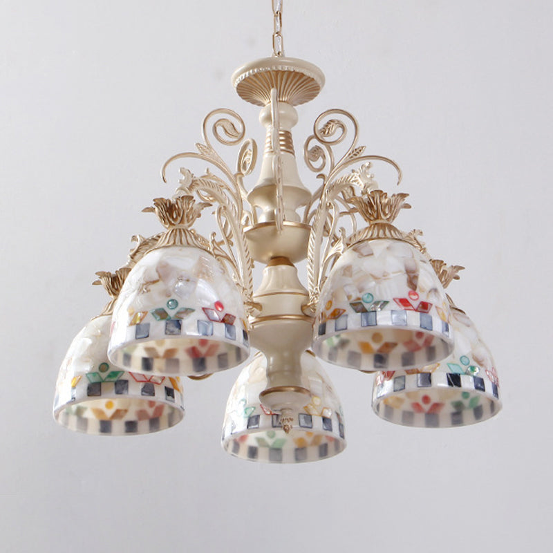 Baroque White Chandelier with Suspended Shells - 5/9/11 Lights