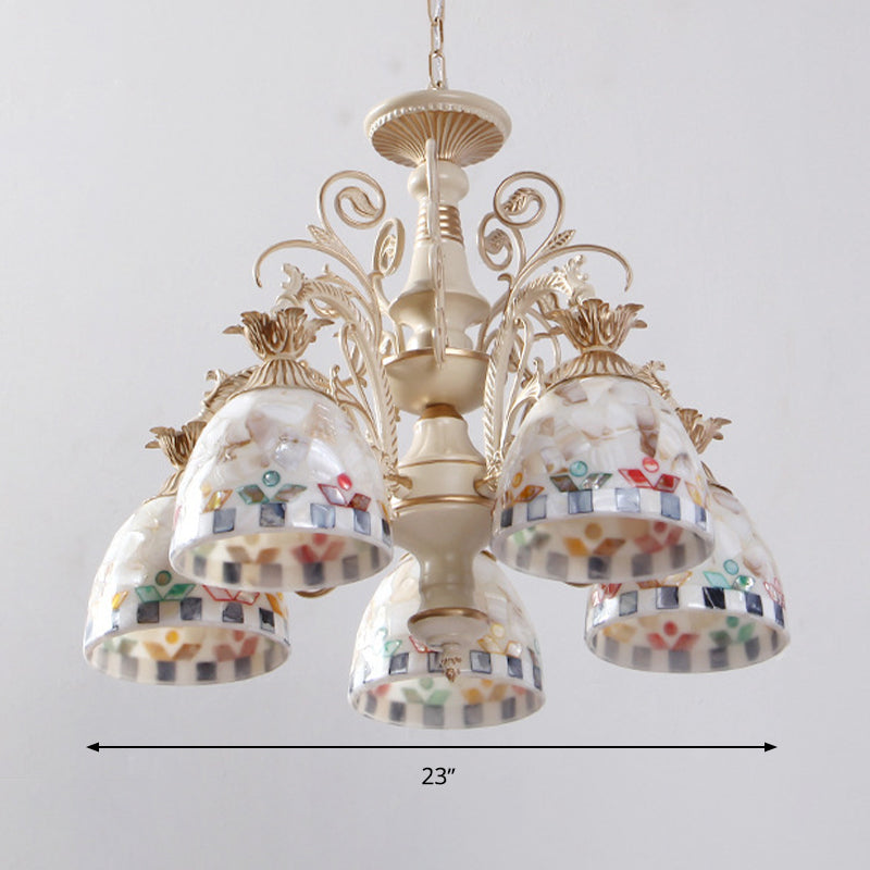 Baroque White Chandelier with Suspended Shells - 5/9/11 Lights