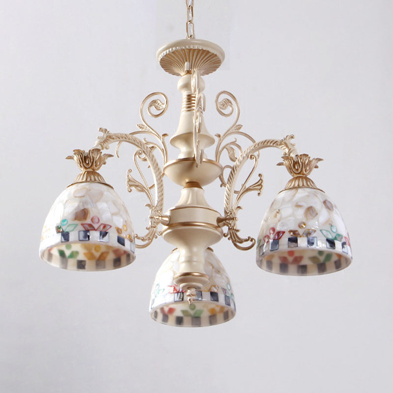 Baroque Shell Chandelier With White Domed Design And Multiple Light Options