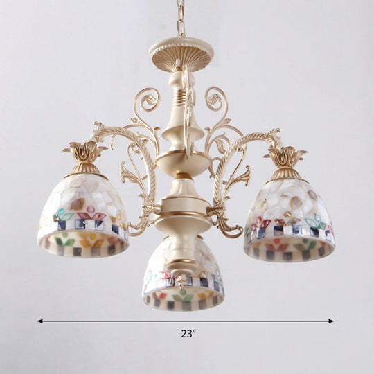 Baroque White Chandelier with Suspended Shells - 5/9/11 Lights