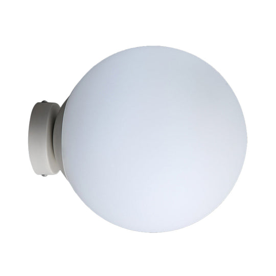 Spherical Glass Sconce Light - Minimalist Wall Mounted Lighting For Balcony 1 Bulb White 10/11.5/13