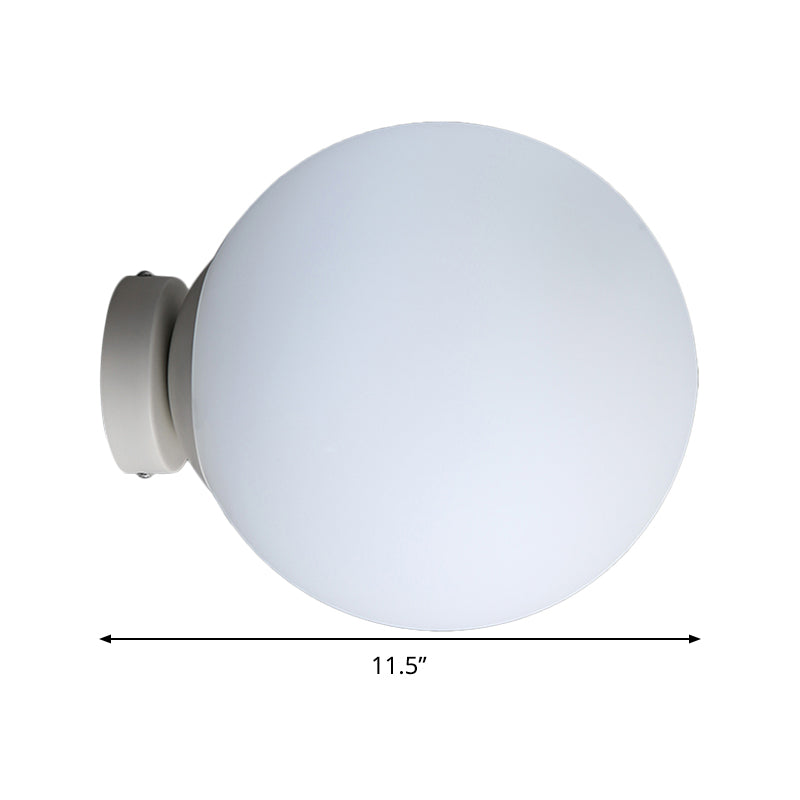 Spherical Glass Sconce Light - Minimalist Wall Mounted Lighting For Balcony 1 Bulb White 10/11.5/13