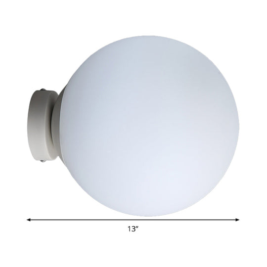 Spherical Glass Sconce Light - Minimalist Wall Mounted Lighting For Balcony 1 Bulb White 10/11.5/13