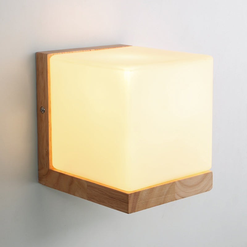 Modern Square Sconce Light - White Glass Wall Mounted Lighting For Living Room