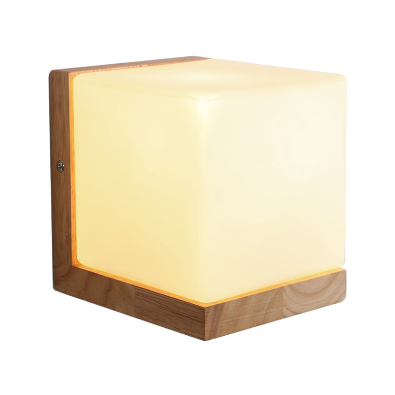 Modern Square Sconce Light - White Glass Wall Mounted Lighting For Living Room