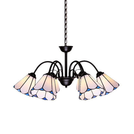 Baroque Black Glass Pendant Chandelier - Conical Design | 6/8 Lights Stylish Lighting For Living