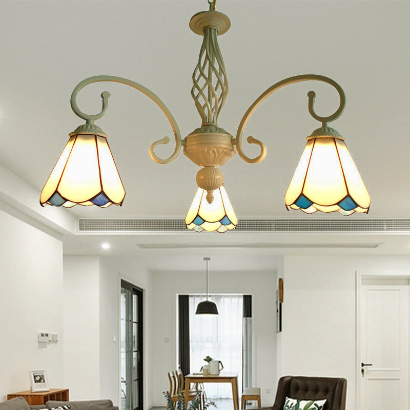 Stylish Arched Chandelier with Tiffany Glass Shades - 5/6/8 Lights for Bedroom Pendant Lighting