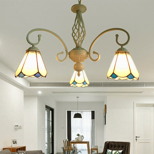 Stylish Arched Chandelier With Tiffany Glass Shades Perfect For Bedroom Pendant Lighting - 5/6/8