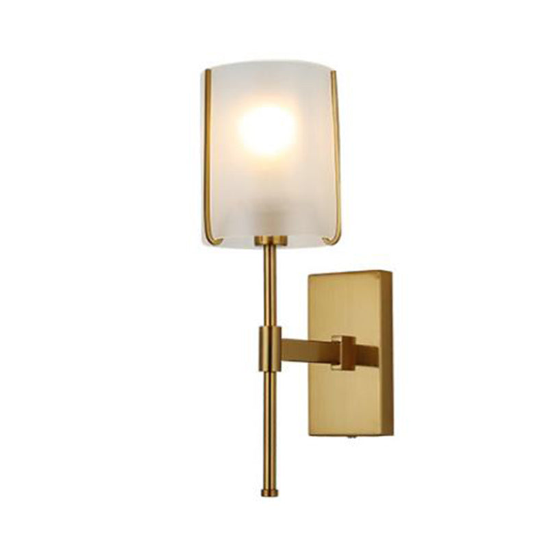 Traditional Gold Metal Wall Light With Frosted Glass - Bedroom Led Mount