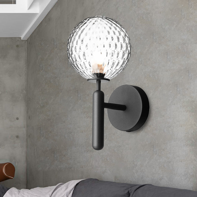 Black Globe Wall Lamp: Minimalist Glass Bulb Bathroom Light Fixture