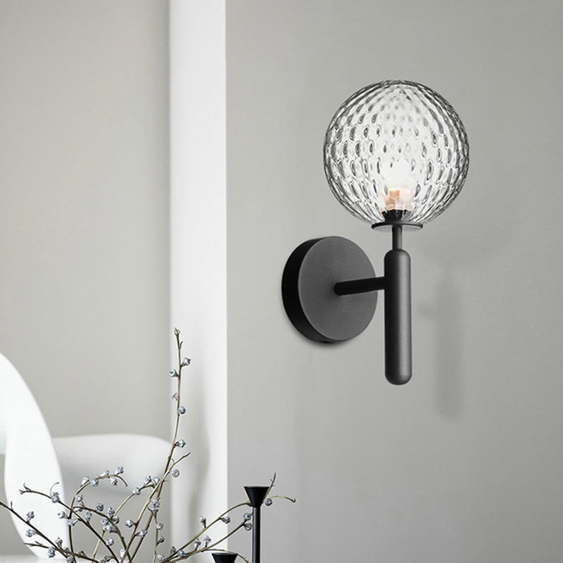 Black Globe Wall Lamp: Minimalist Glass Bulb Bathroom Light Fixture