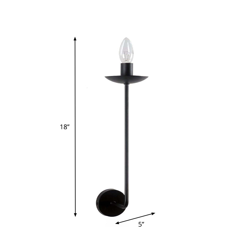 Industrial Style Black Finish Wall Sconce Light Candle Design Metal Mount 1 Bulb