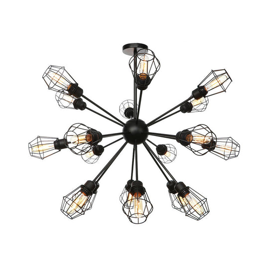 Black Metal Farmhouse Style Pendant Light with Cage Shade