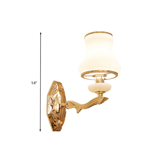 Traditional Opal Frosted Glass 1/2 Bulbs Brass Wall Sconce With Clear Crystal Drop