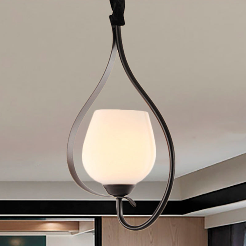 Frosted Glass Pendant Light With Contemporary Style And Black Finish - Perfect For Hanging Ceiling