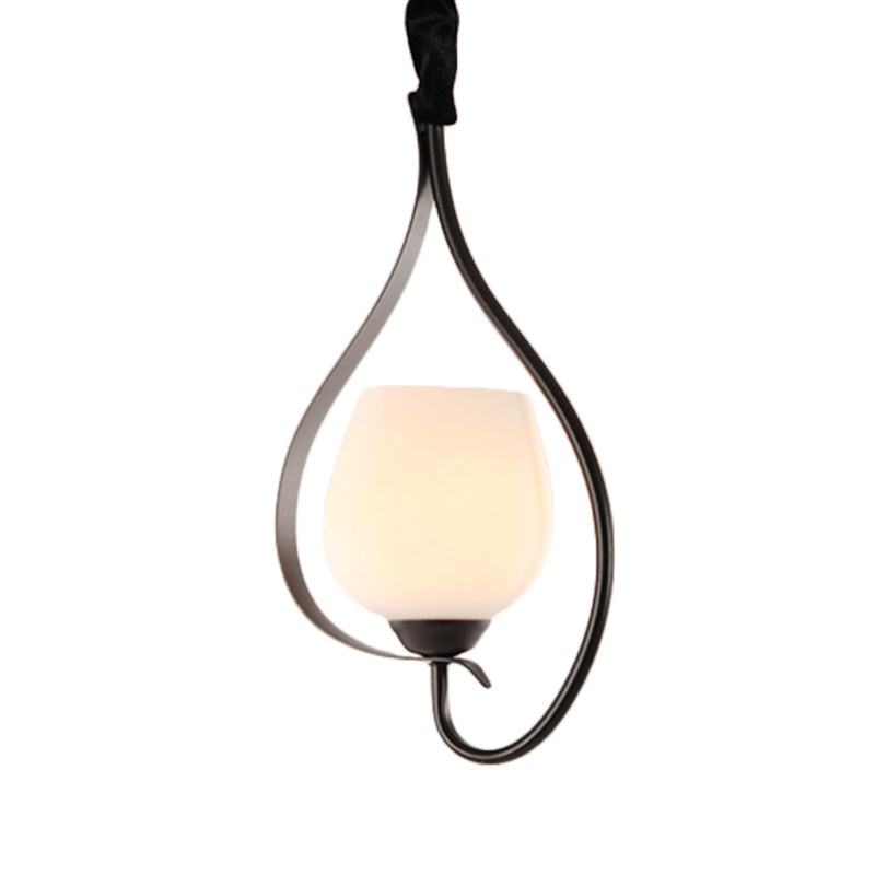 Frosted Glass Pendant Light With Contemporary Style And Black Finish - Perfect For Hanging Ceiling