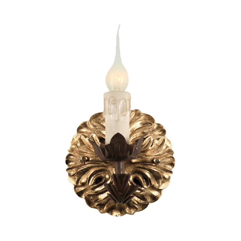 Traditional Metallic Candelabra Sconce Light Fixture - Rust Single Wall Lighting