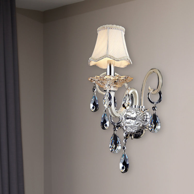 Retro Crystal Wall Sconce Chrome Lighting Fixture - 1/2 Lights Led For Living Room 1 /