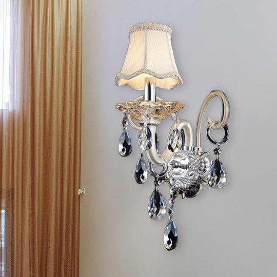 Retro Crystal Wall Sconce Chrome Lighting Fixture - 1/2 Lights Led For Living Room