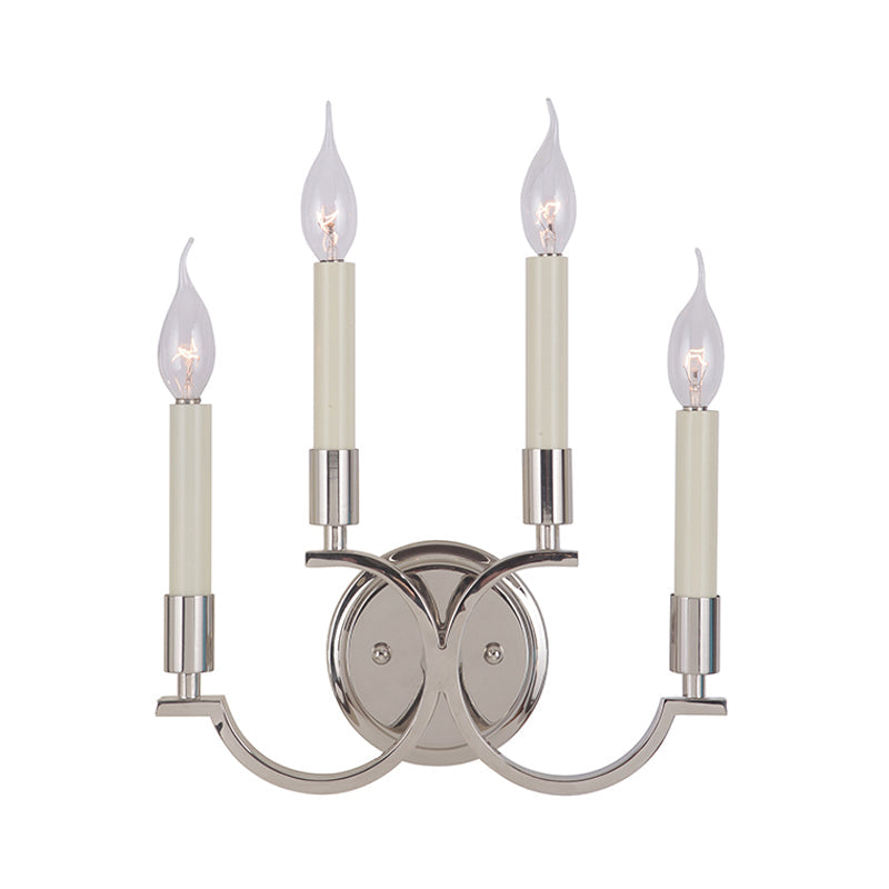 Traditional Silver Candle-Style Wall Lamp - 1/4 Lights Metallic Sconce Light Fixture For Bedrooms