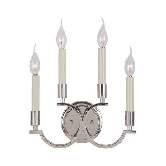 Traditional Silver Candle-Style Wall Lamp - 1/4 Lights Metallic Sconce Light Fixture For Bedrooms