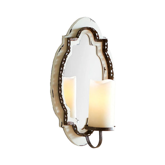 Rustic 1-Light Black/Blue Vanity Sconce: Clear Cylinder Wall Lighting For Bathroom