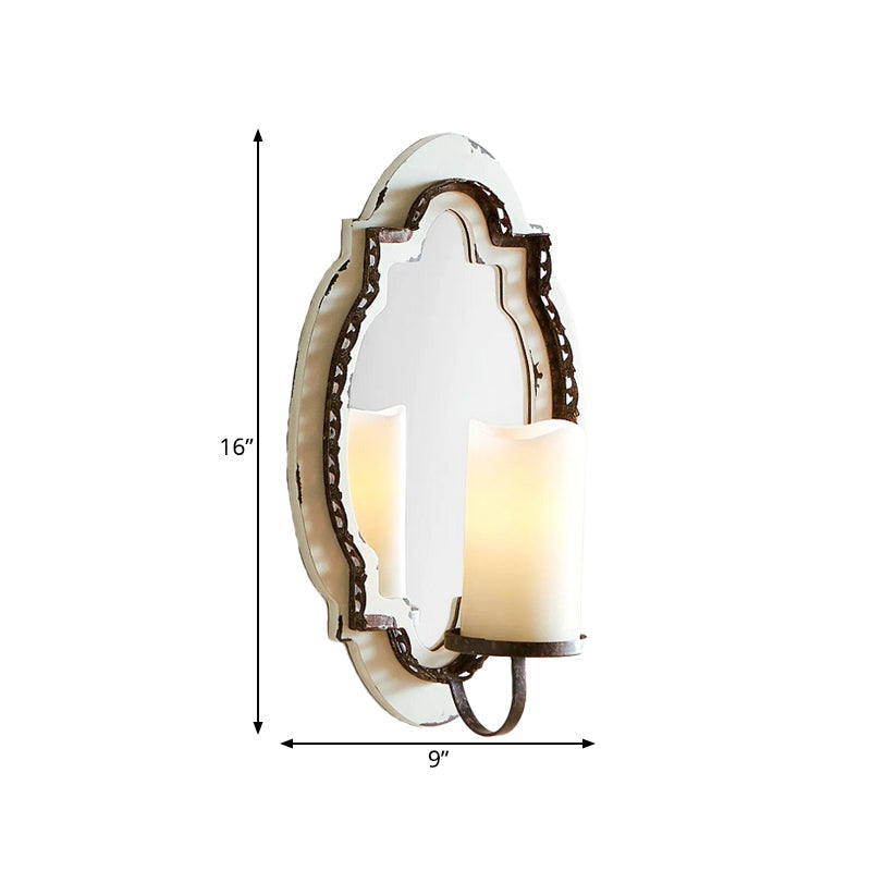 Rustic 1-Light Black/Blue Vanity Sconce: Clear Cylinder Wall Lighting For Bathroom