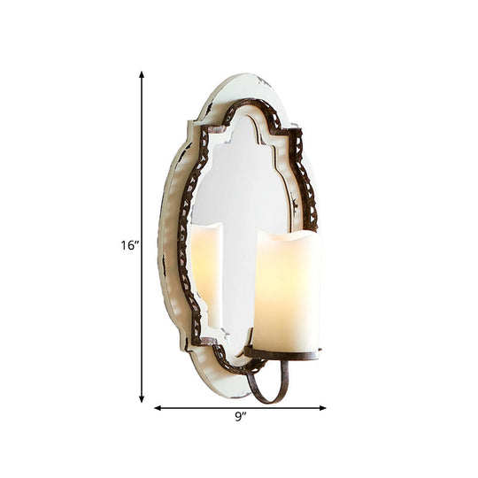 Rustic 1-Light Black/Blue Vanity Sconce: Clear Cylinder Wall Lighting For Bathroom