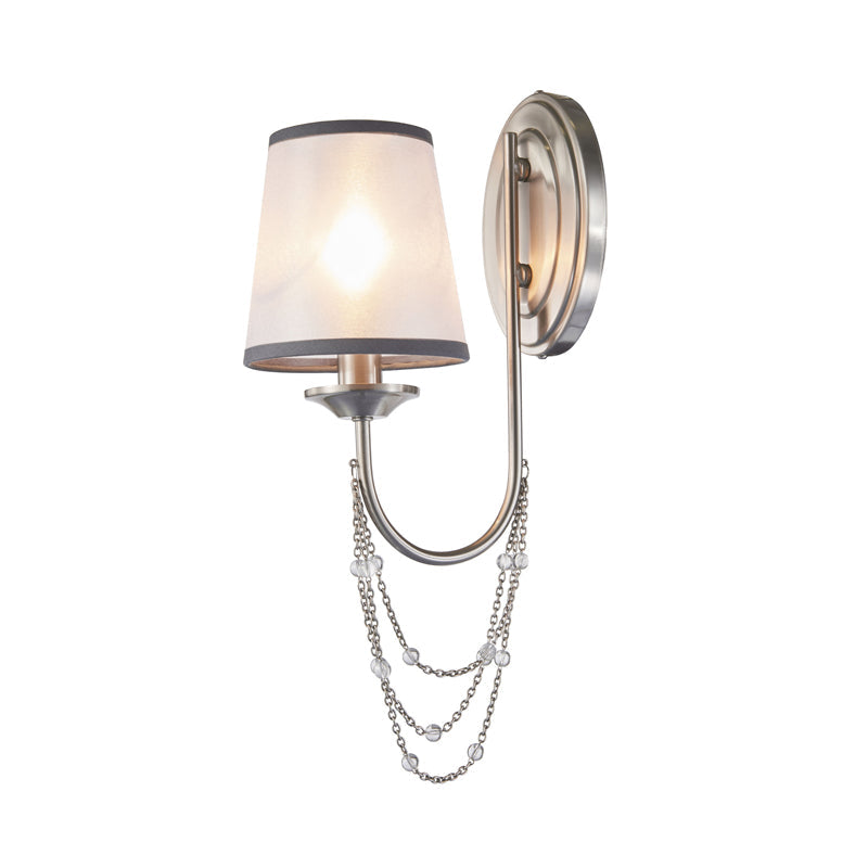 Chrome Wall Sconce With Crystal Conical Shade For Bedroom Lighting