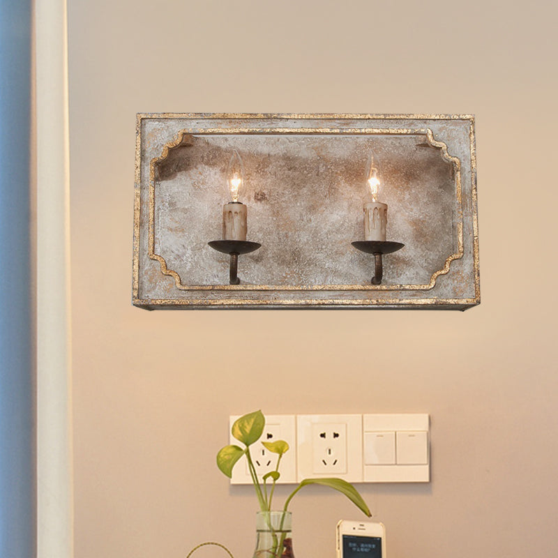 Classic Style 1/2 Lights Candelabra Sconce Light Wall Lamp - White/Bronze/Distressed White Wood