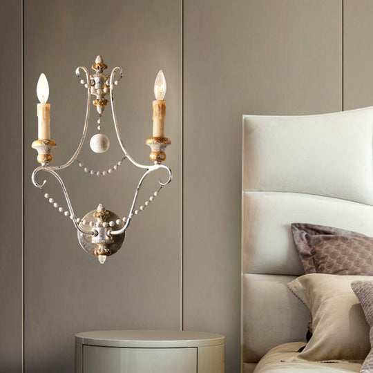 White Traditional-Style Wood Candelabra Wall Sconce - 2-Light Lighting Idea 7/13/14 Wide / 14