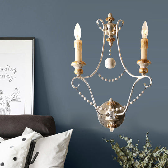 White Traditional-Style Wood Candelabra Wall Sconce - 2-Light Lighting Idea 7/13/14 Wide