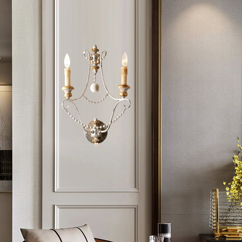 White Traditional-Style Wood Candelabra Wall Sconce - 2-Light Lighting Idea 7/13/14 Wide