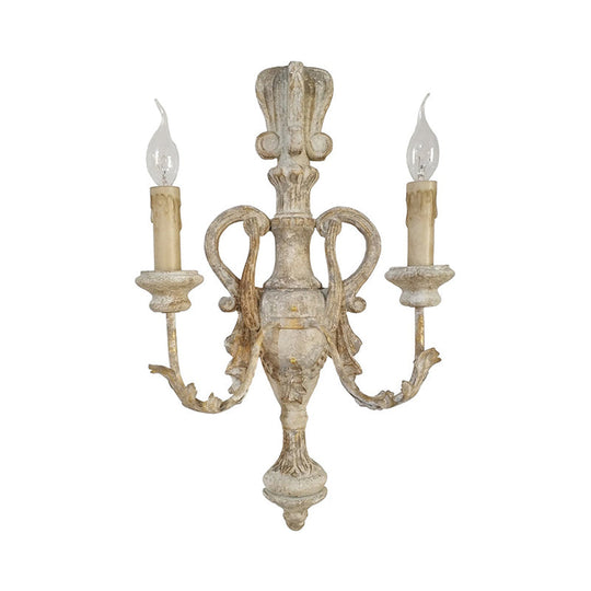 White Traditional-Style Wood Candelabra Wall Sconce - 2-Light Lighting Idea 7/13/14 Wide / 13