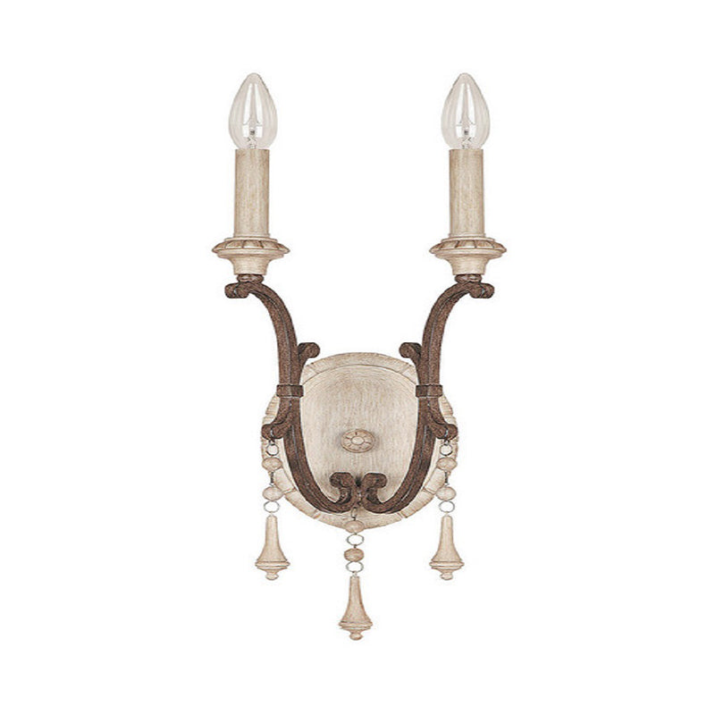 White Traditional-Style Wood Candelabra Wall Sconce - 2-Light Lighting Idea 7/13/14 Wide / 7